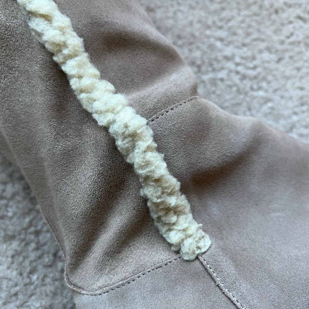 Sole Society “Juno” Over the Knee Boot Suede w Faux Shearling Trim - Taupe - Picture 6 of 10